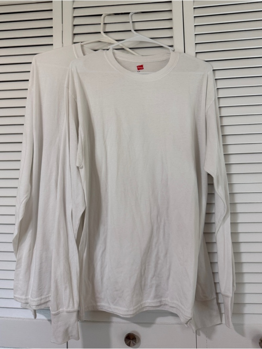 Hanes White Long Sleeve Crewneck Shirt (2-Pack)
